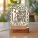 "Personalized LED Wedding Lamp – Custom Couple Silhouette"