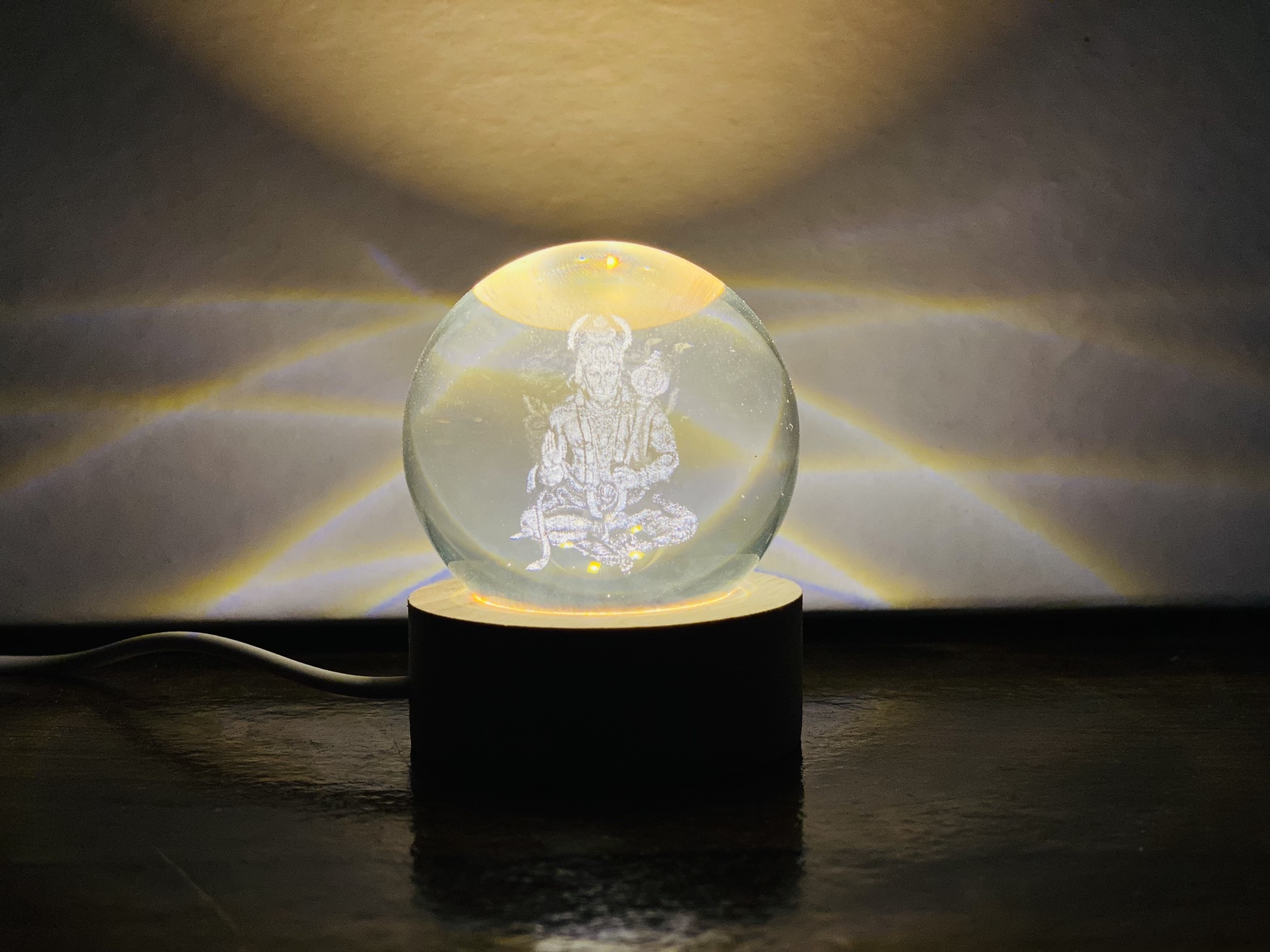 3D Hanuman Ji Crystal Led Ball