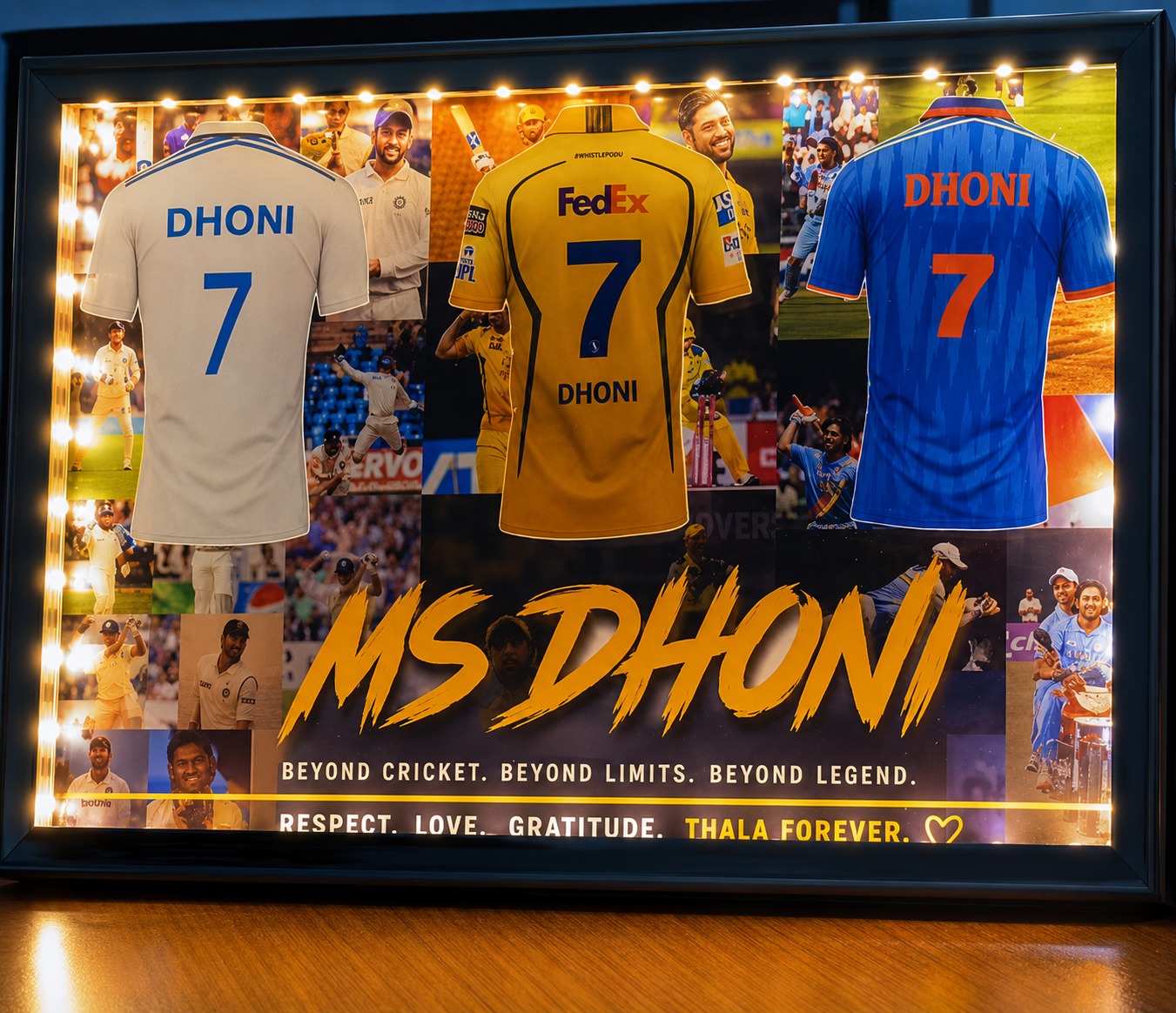 MS Dhoni LED Jersey Tribute Frame