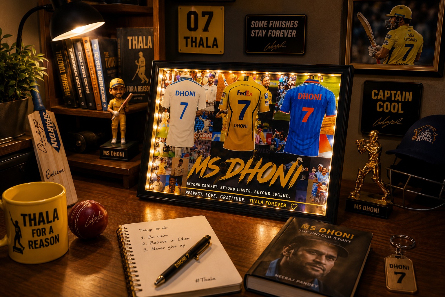 MS Dhoni LED Jersey Tribute Frame